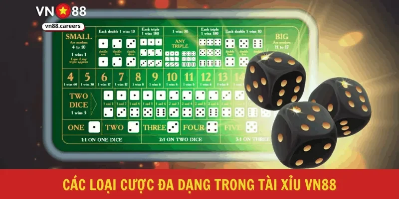 Các loại cược đa dạng trong tài xỉu VN88