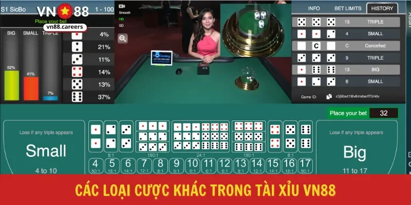 Các loại cược khác trong tài xỉu VN88